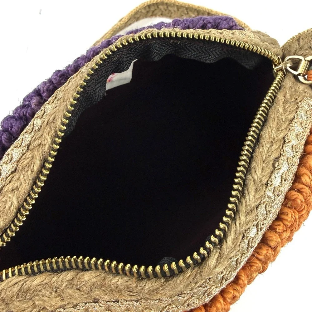 Free‎ People Be Boho Handbag Raffia Straw Barrel Colorful Festival Side Mirrors